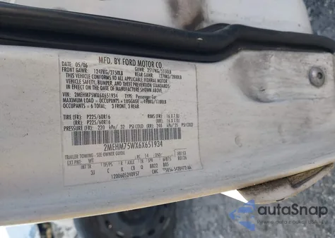 2006 Mercury Grand Marquis Ls из США, поврежденный, VIN 2MEHM75WX6X651934